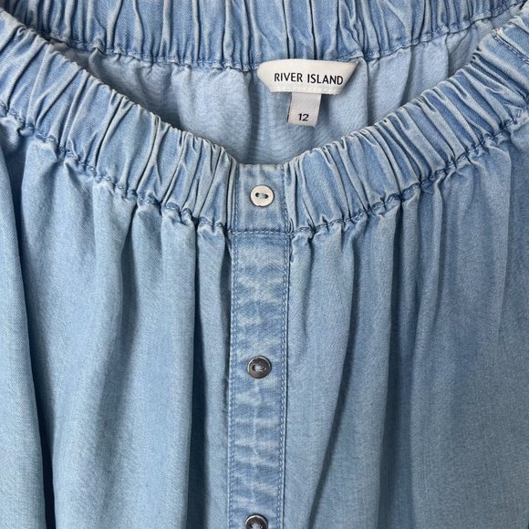 River Island Off the Shoulder Tie Front 3/4 Sleeve Top size 8 - Picture 2 of 5